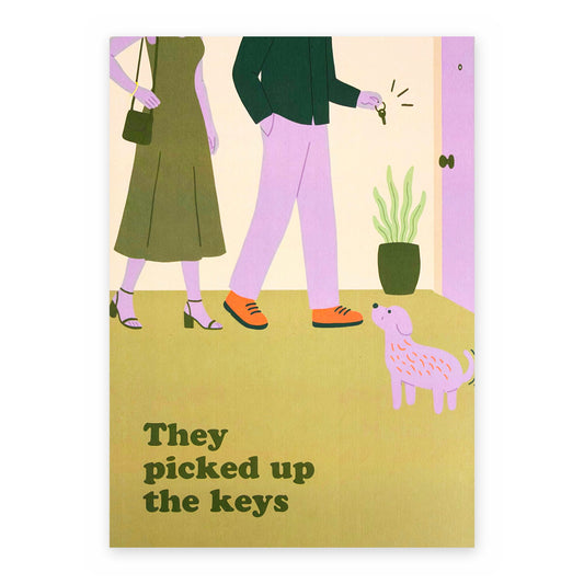 They Picked Up The Keys - Between Us Dogs Greeting Card