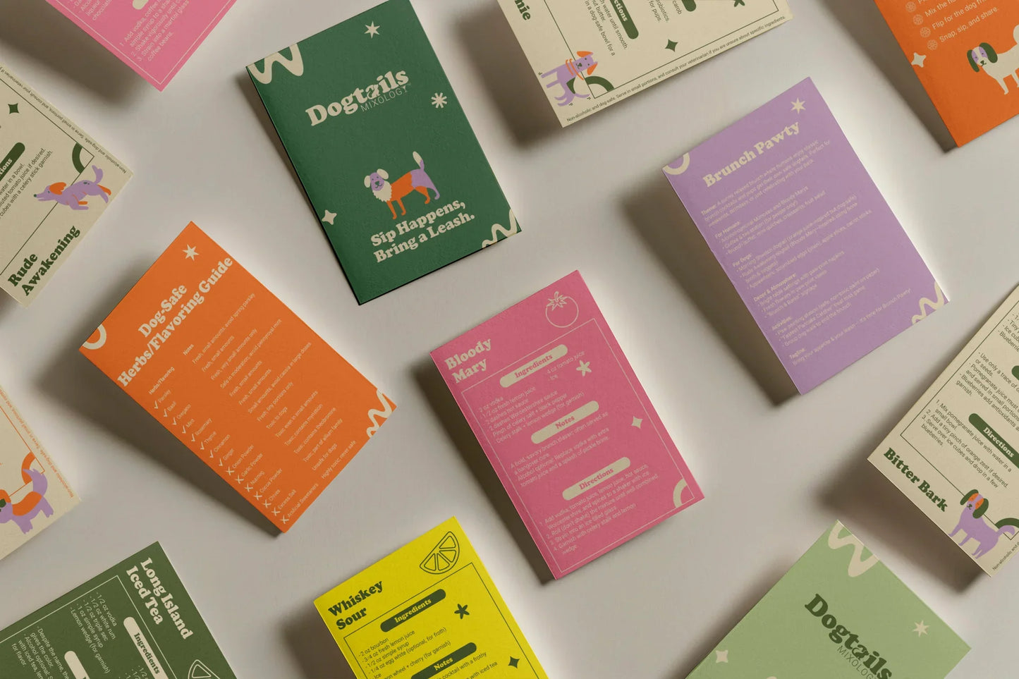 Dogtails Mixology™ Premium Cocktail & Dog-Safe “Dogtail” Recipe Card Deck for Pet Lovers