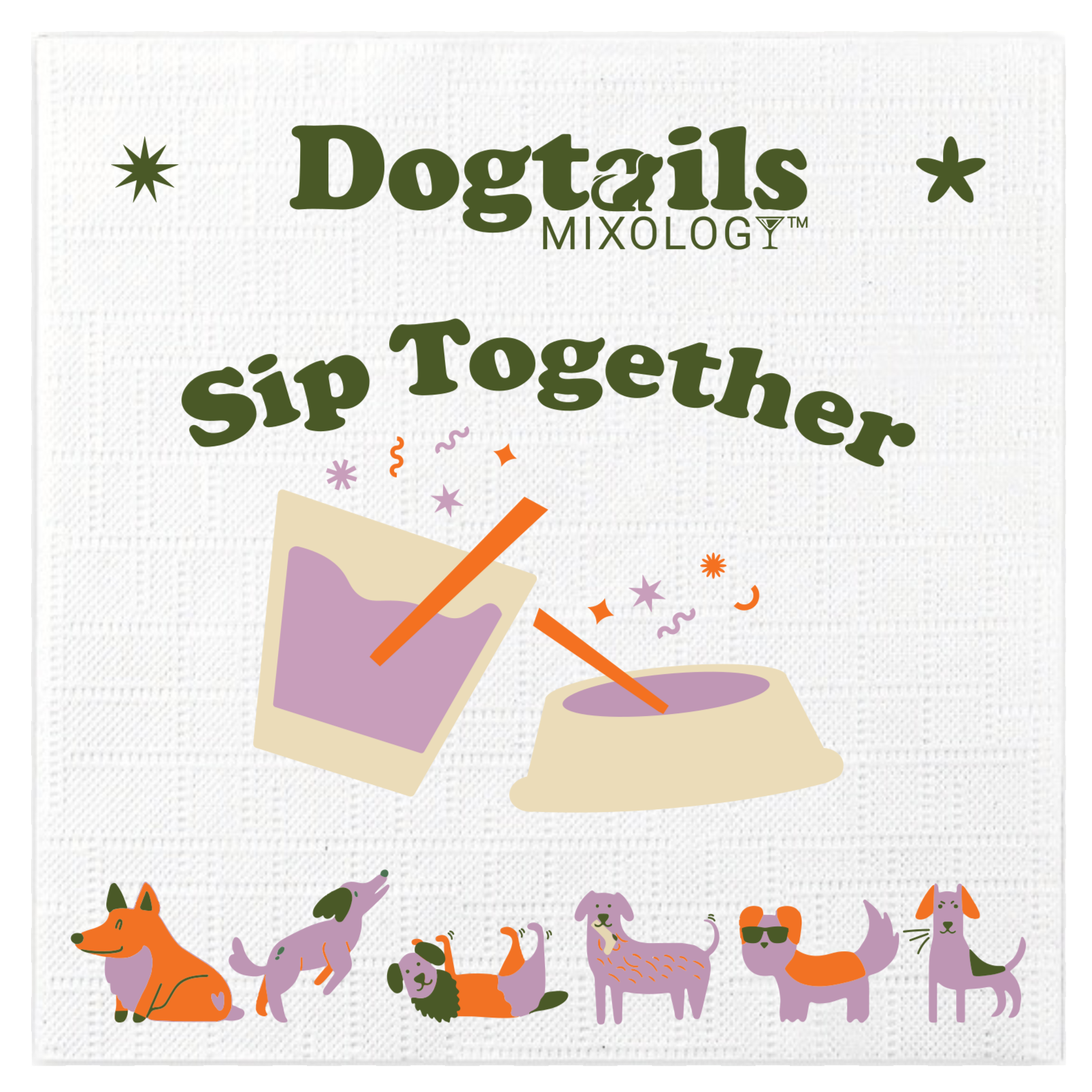 Dogtails Mixology Cocktail Napkins (Pack of 15)