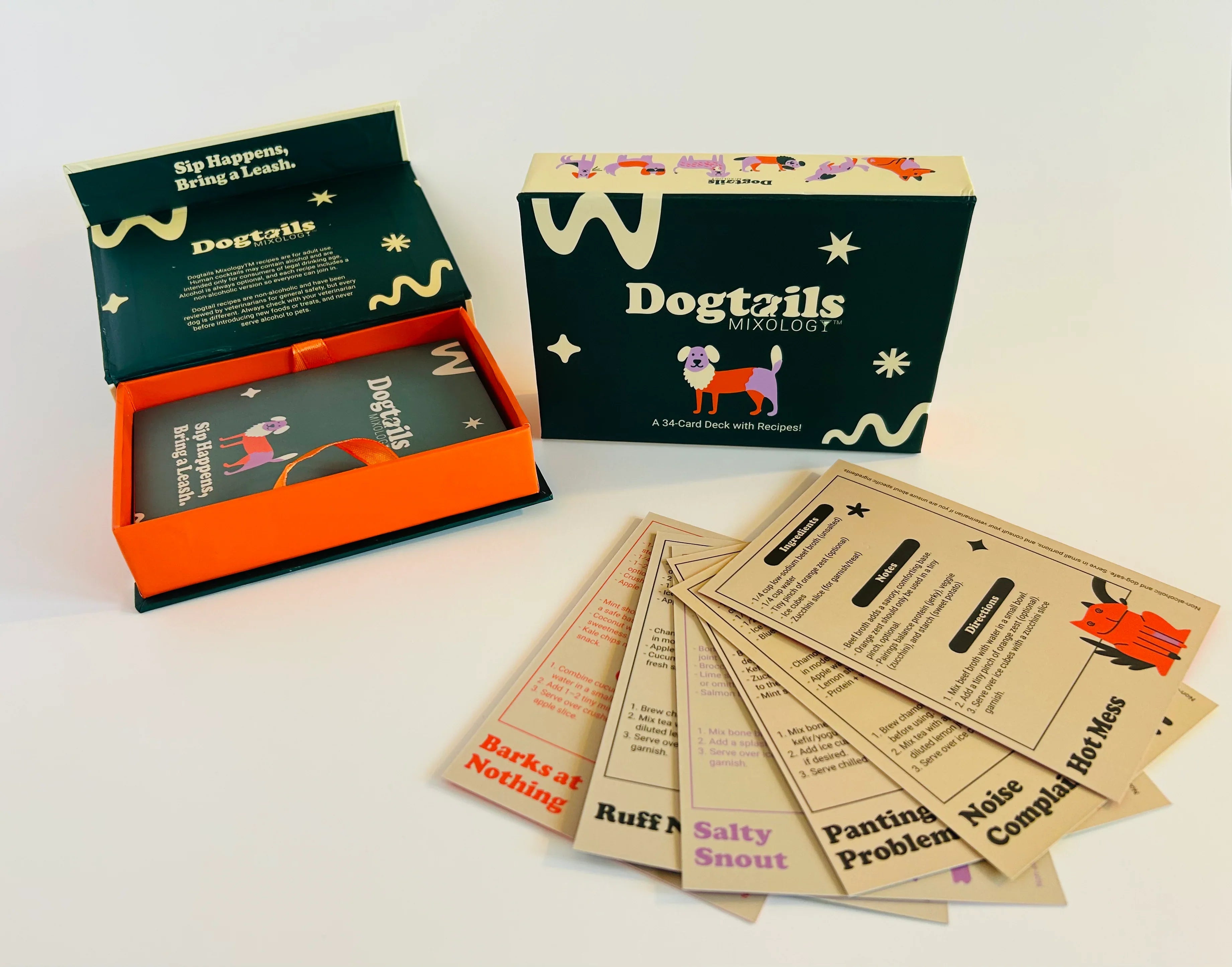 Dogtails Mixology™ Premium Cocktail & Dog-Safe “Dogtail” Recipe Card Deck for Pet Lovers